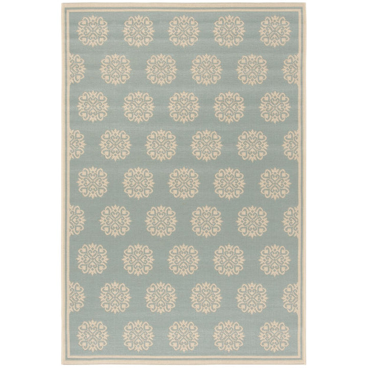 SAFAVIEH Indoor Outdoor BHS181K Beach House Aqua / Cream Rug Image 1