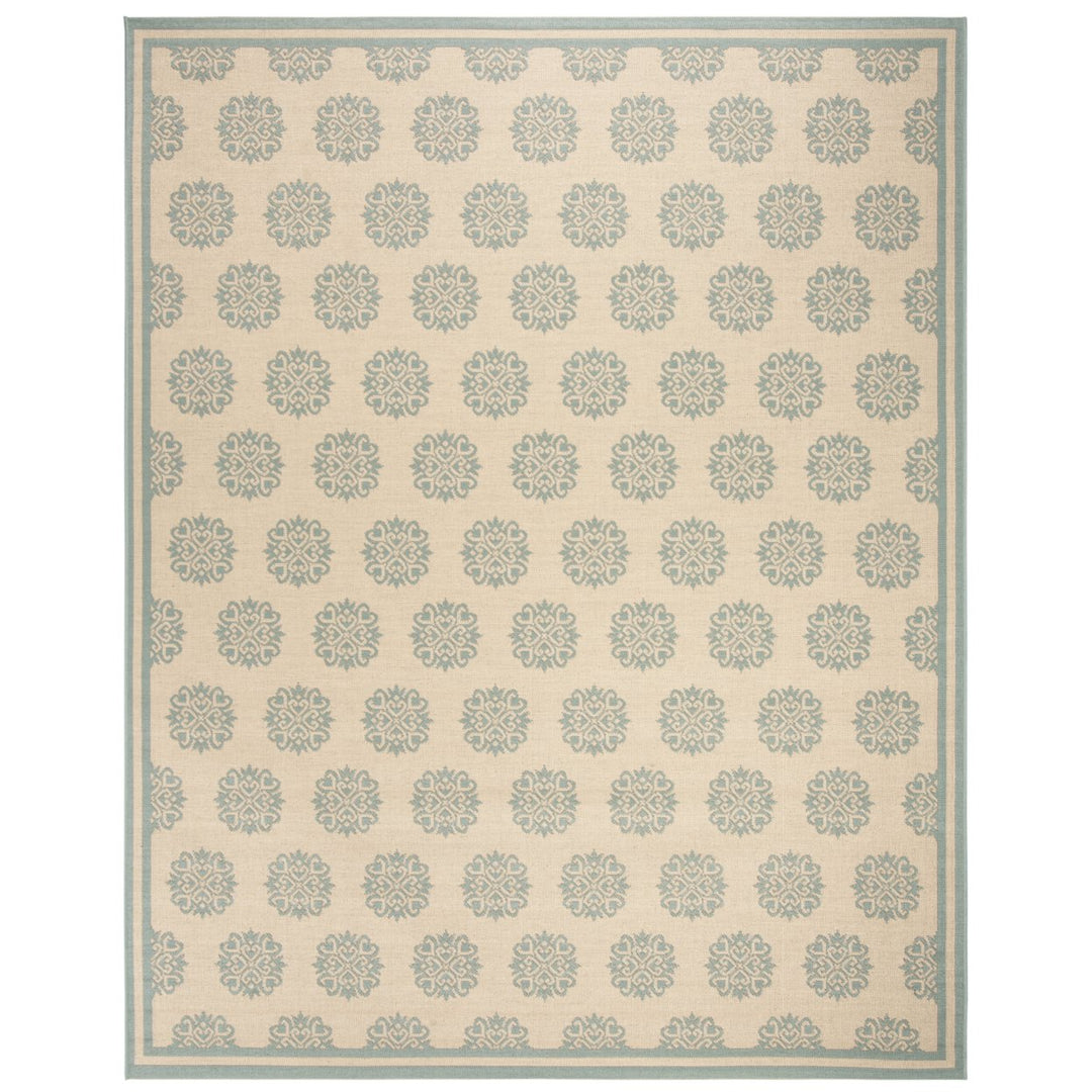 SAFAVIEH Indoor Outdoor BHS181L Beach House Cream / Aqua Rug Image 1