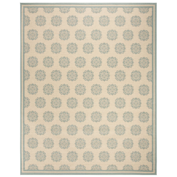 SAFAVIEH Indoor Outdoor BHS181L Beach House Cream / Aqua Rug Image 1