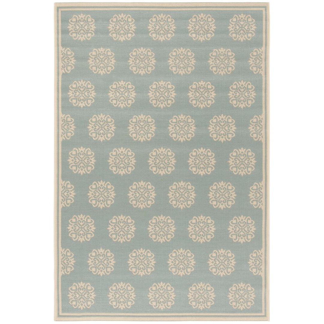 SAFAVIEH Indoor Outdoor BHS181K Beach House Aqua / Cream Rug Image 1