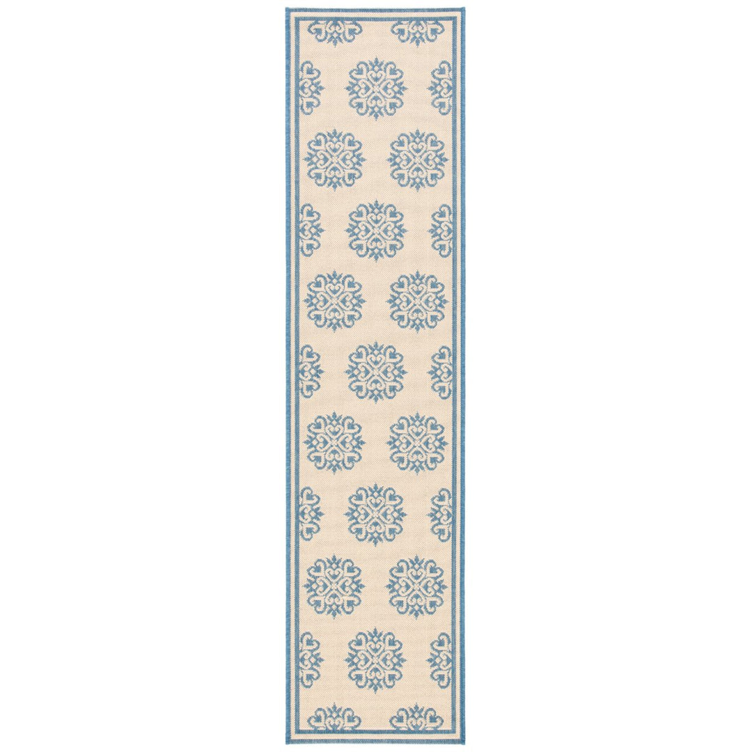 SAFAVIEH Indoor Outdoor BHS181M Beach House Blue / Creme Rug Image 1