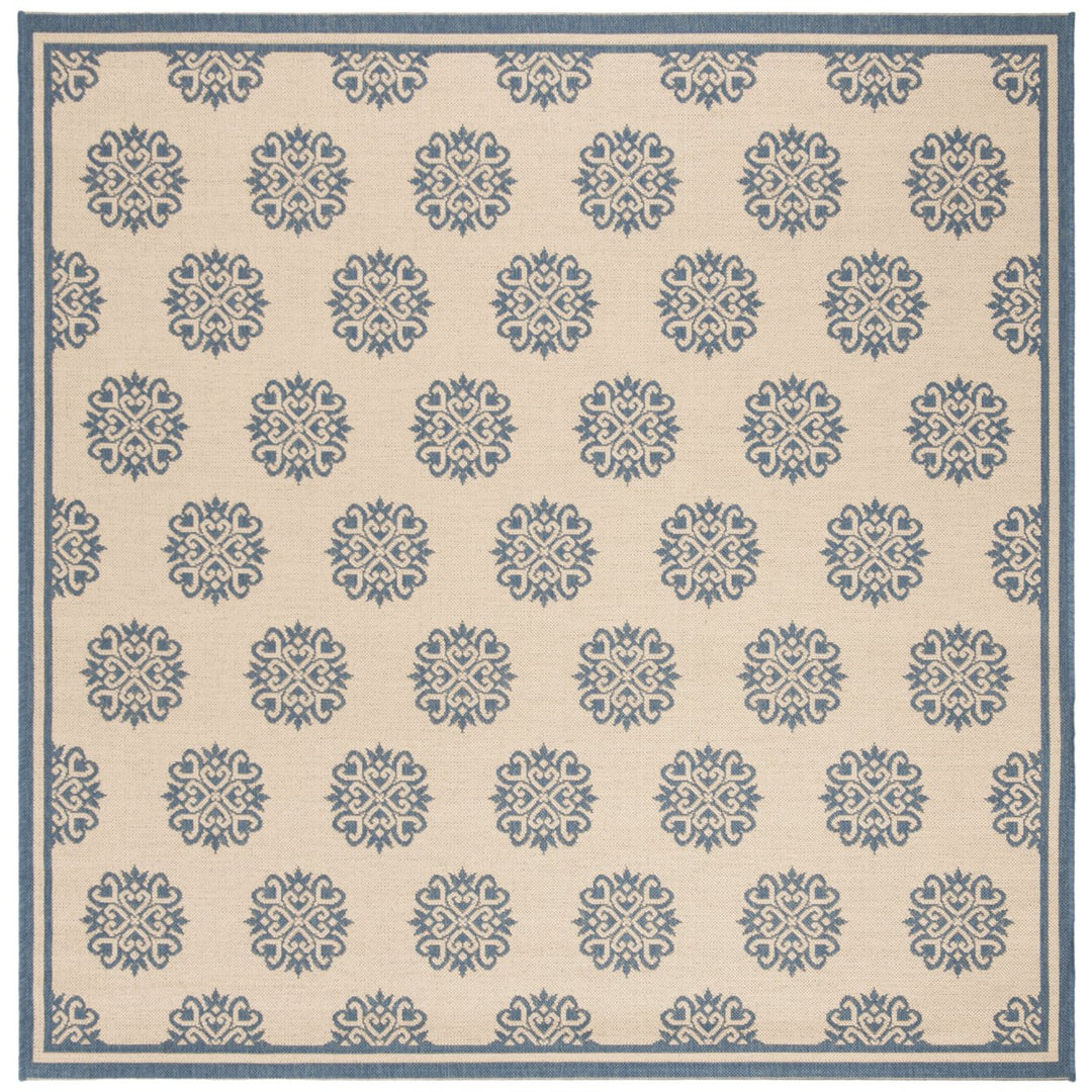 SAFAVIEH Indoor Outdoor BHS181M Beach House Blue / Creme Rug Image 1