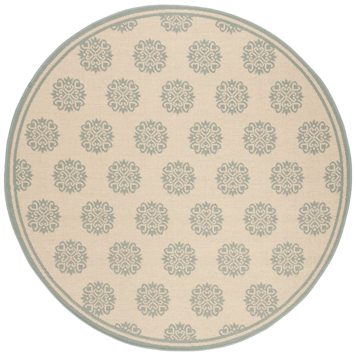 SAFAVIEH Indoor Outdoor BHS181L Beach House Cream / Aqua Rug Image 1