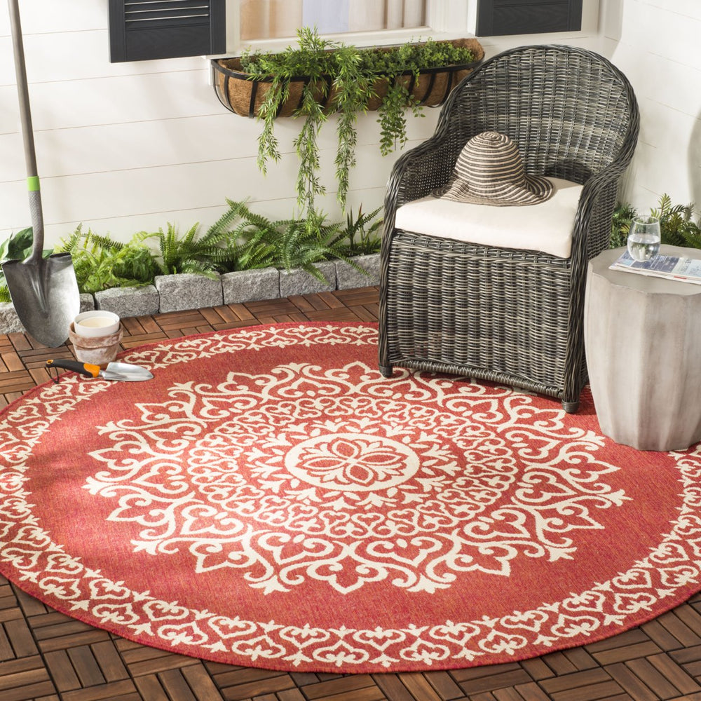 SAFAVIEH Indoor Outdoor BHS183Q Beach House Red / Creme Rug Image 2