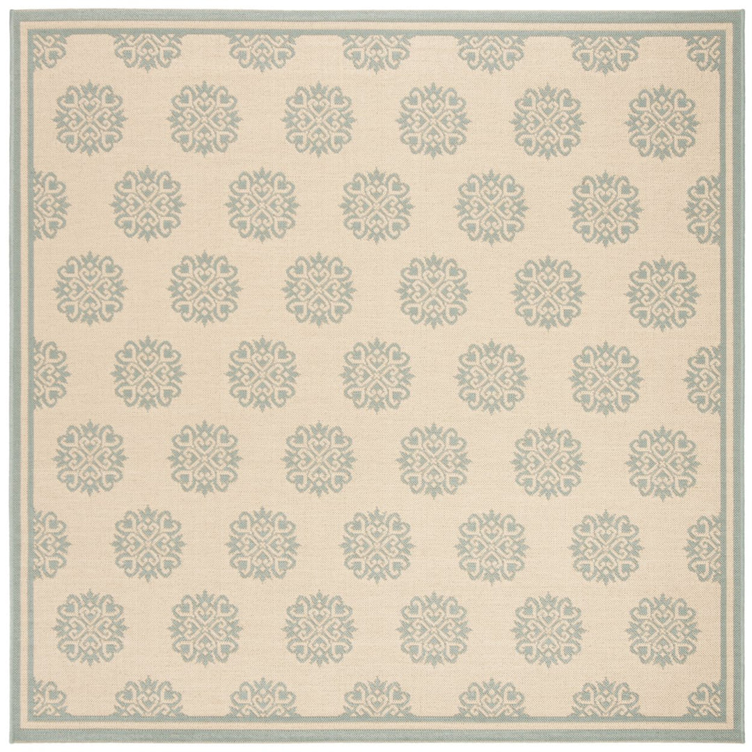 SAFAVIEH Indoor Outdoor BHS181L Beach House Cream / Aqua Rug Image 1