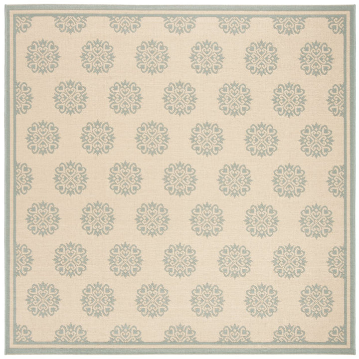 SAFAVIEH Indoor Outdoor BHS181L Beach House Cream / Aqua Rug Image 1