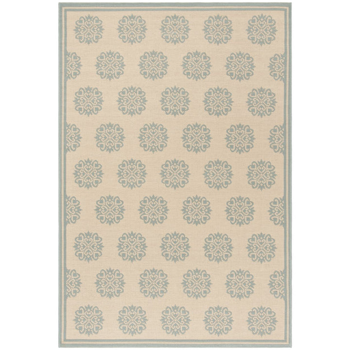 SAFAVIEH Indoor Outdoor BHS181L Beach House Cream / Aqua Rug Image 1