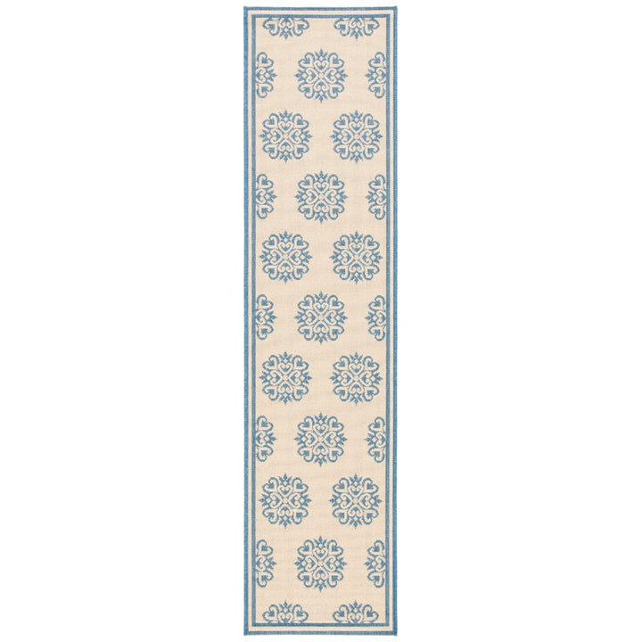 SAFAVIEH Indoor Outdoor BHS181M Beach House Blue / Creme Rug Image 1