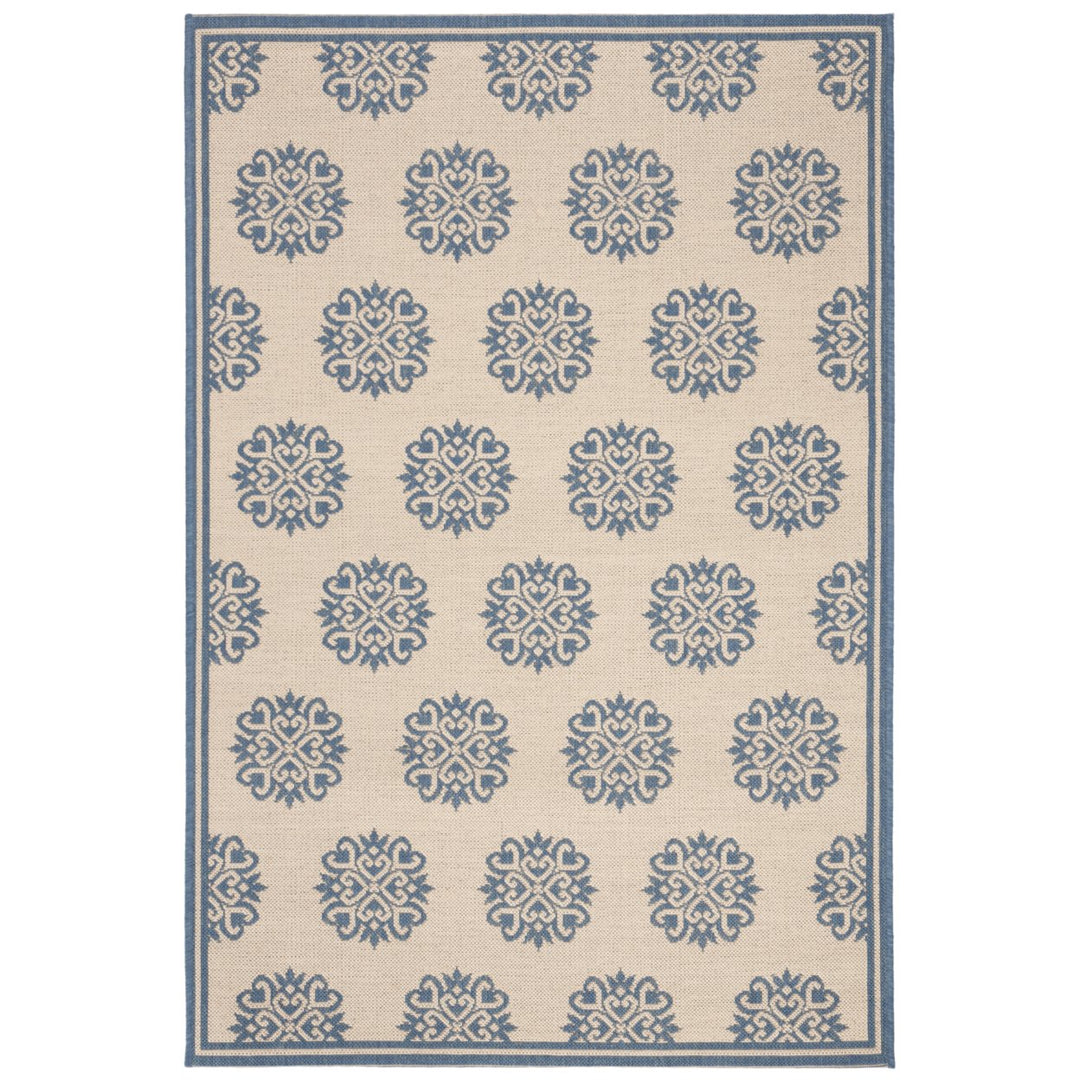 SAFAVIEH Indoor Outdoor BHS181M Beach House Blue / Creme Rug Image 1