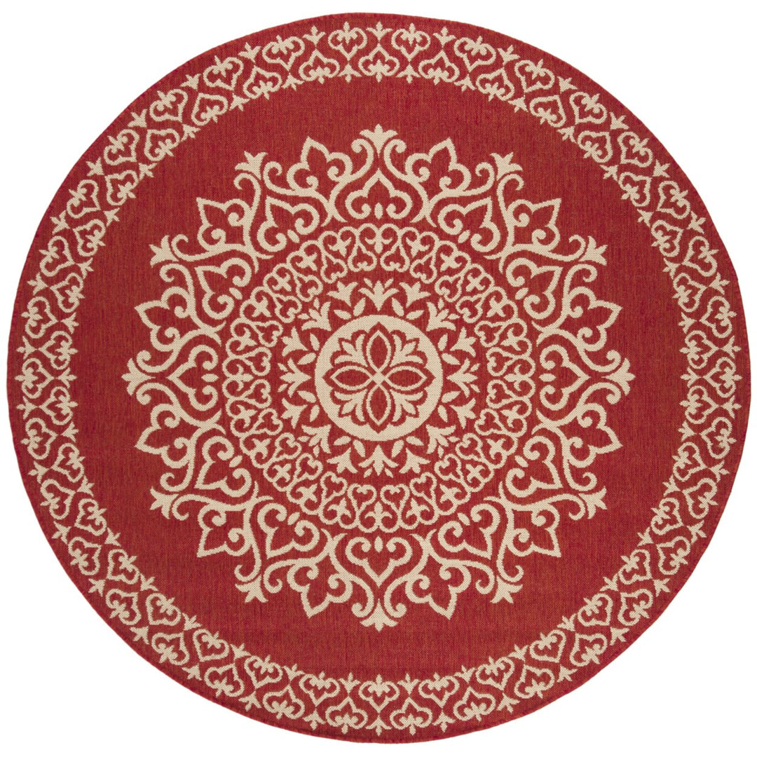 SAFAVIEH Indoor Outdoor BHS183Q Beach House Red / Creme Rug Image 5