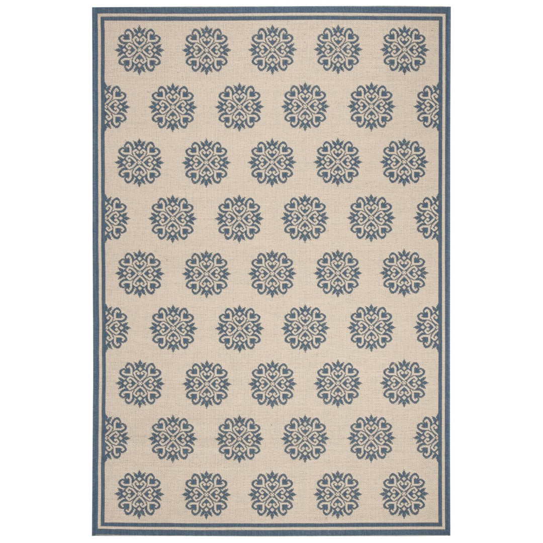 SAFAVIEH Indoor Outdoor BHS181M Beach House Blue / Creme Rug Image 1