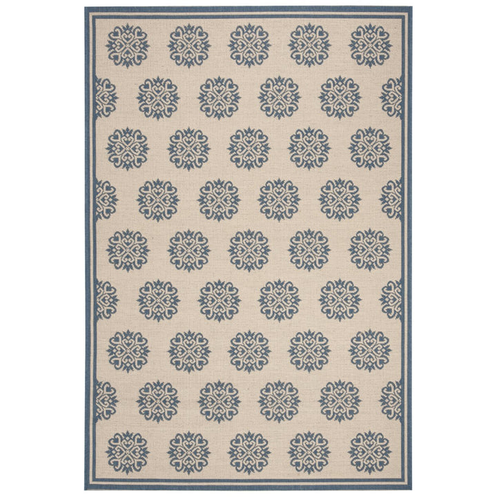 SAFAVIEH Indoor Outdoor BHS181M Beach House Blue / Creme Rug Image 1