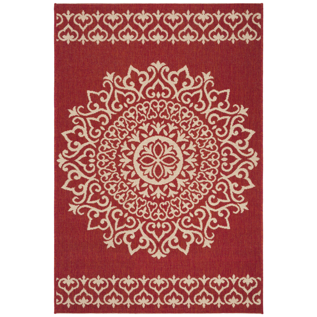 SAFAVIEH Indoor Outdoor BHS183Q Beach House Red / Creme Rug Image 10