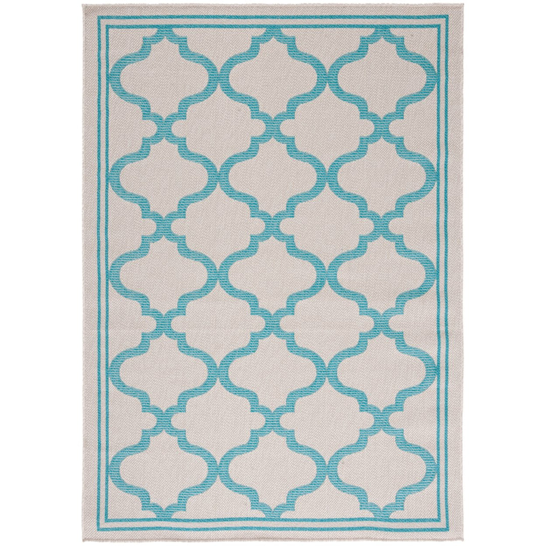 SAFAVIEH Outdoor BMU810K Bermuda Collection Beige / Aqua Rug Image 1