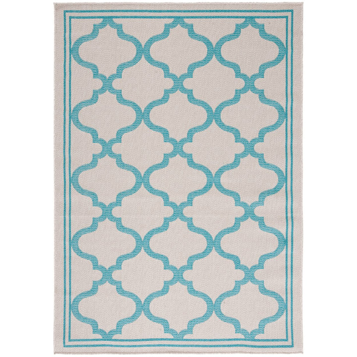 SAFAVIEH Outdoor BMU810K Bermuda Collection Beige / Aqua Rug Image 1