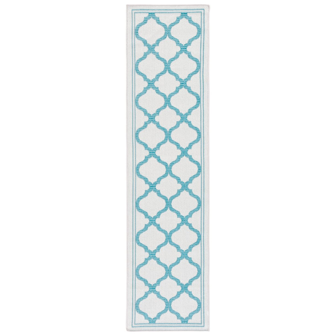 SAFAVIEH Outdoor BMU810K Bermuda Collection Beige / Aqua Rug Image 1