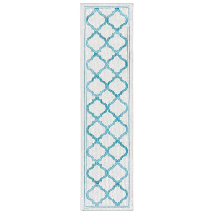 SAFAVIEH Outdoor BMU810K Bermuda Collection Beige / Aqua Rug Image 1