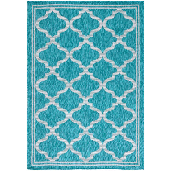 SAFAVIEH Outdoor BMU810J Bermuda Collection Aqua / Grey Rug Image 1