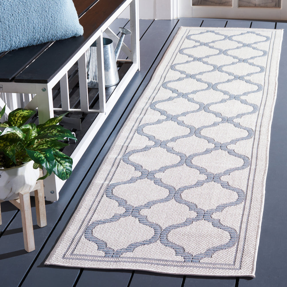 SAFAVIEH Outdoor BMU810L Bermuda Collection Ivory / Blue Rug Image 2