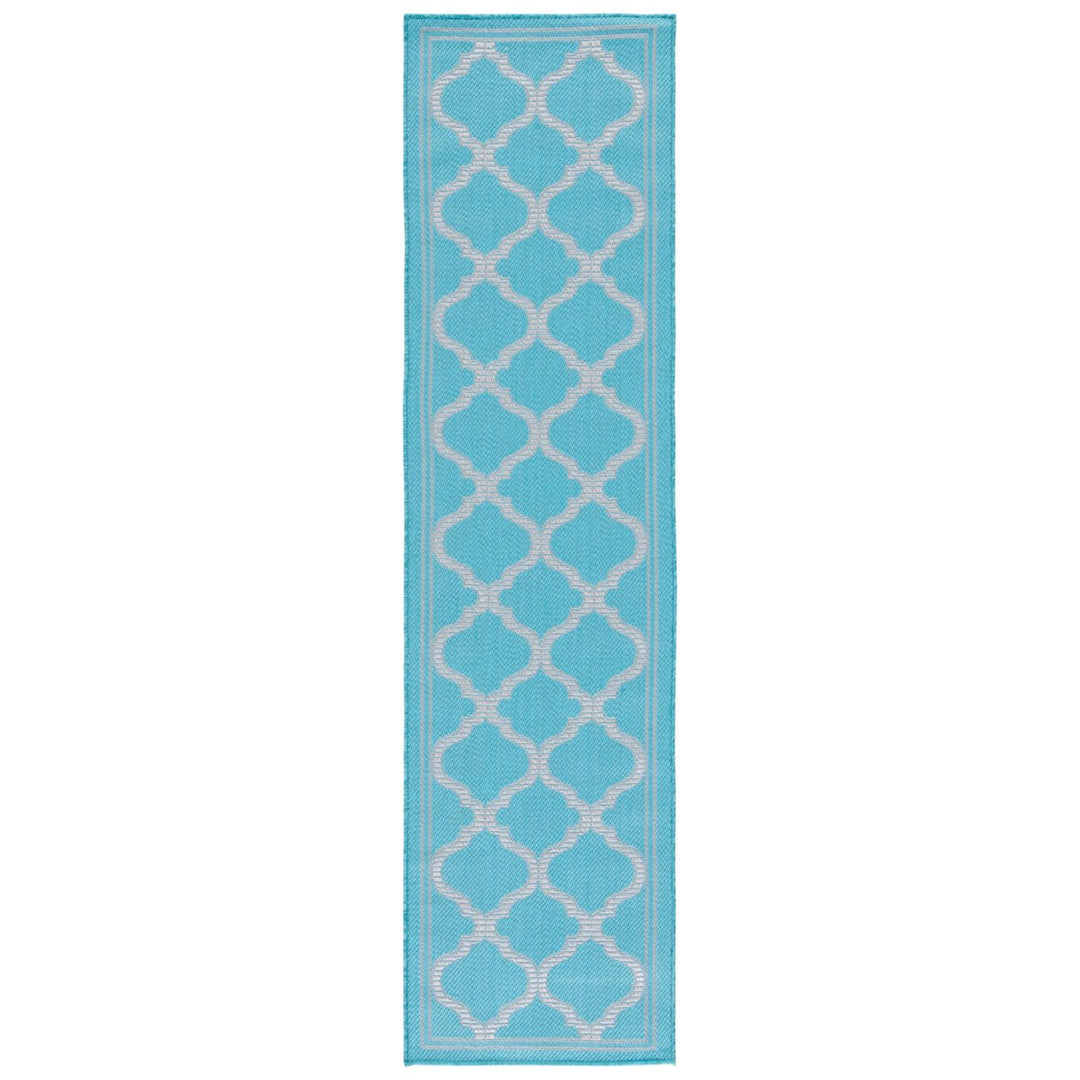 SAFAVIEH Outdoor BMU810J Bermuda Collection Aqua / Grey Rug Image 1