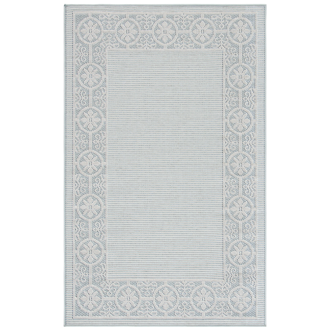 SAFAVIEH Indoor Outdoor BMU815M Bermuda Light Blue / Ivory Rug Image 3