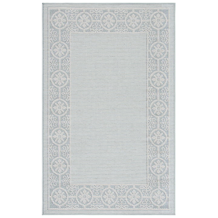 SAFAVIEH Indoor Outdoor BMU815M Bermuda Light Blue / Ivory Rug Image 3