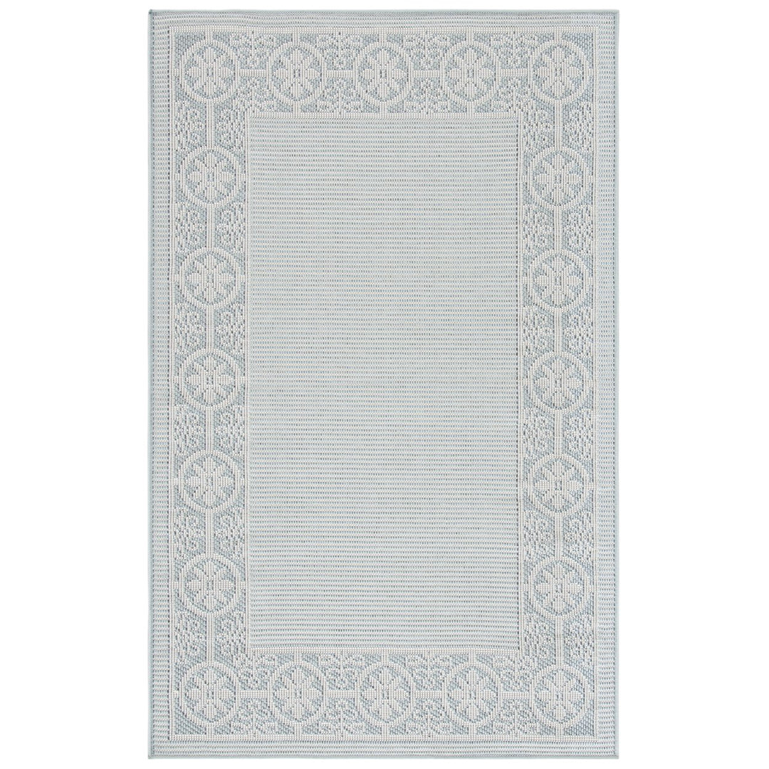 SAFAVIEH Indoor Outdoor BMU815M Bermuda Light Blue / Ivory Rug Image 1