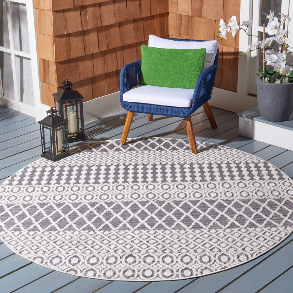 SAFAVIEH Outdoor CBN652A Cabana Collection Ivory / Grey Rug Image 2