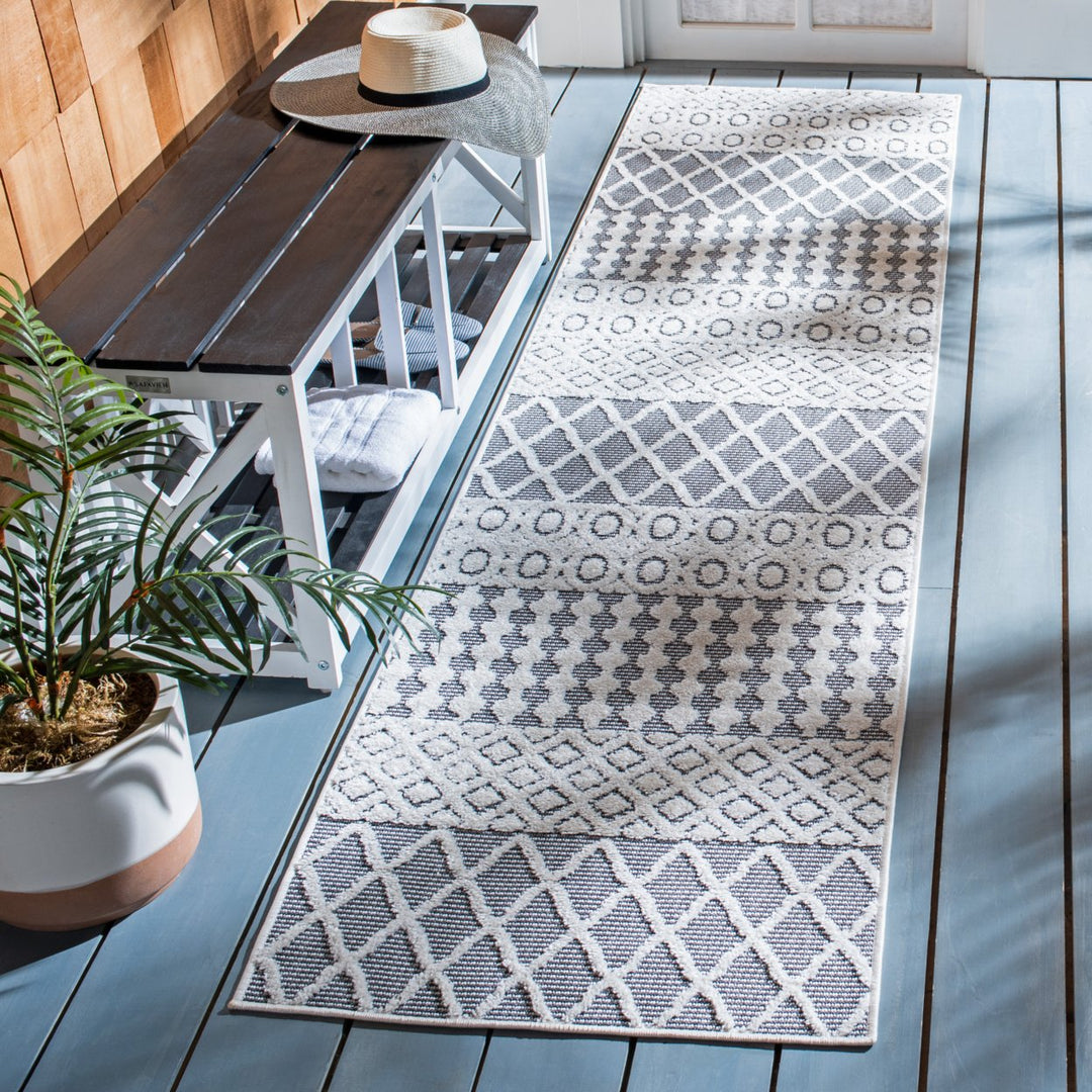 SAFAVIEH Outdoor CBN652A Cabana Collection Ivory / Grey Rug Image 3