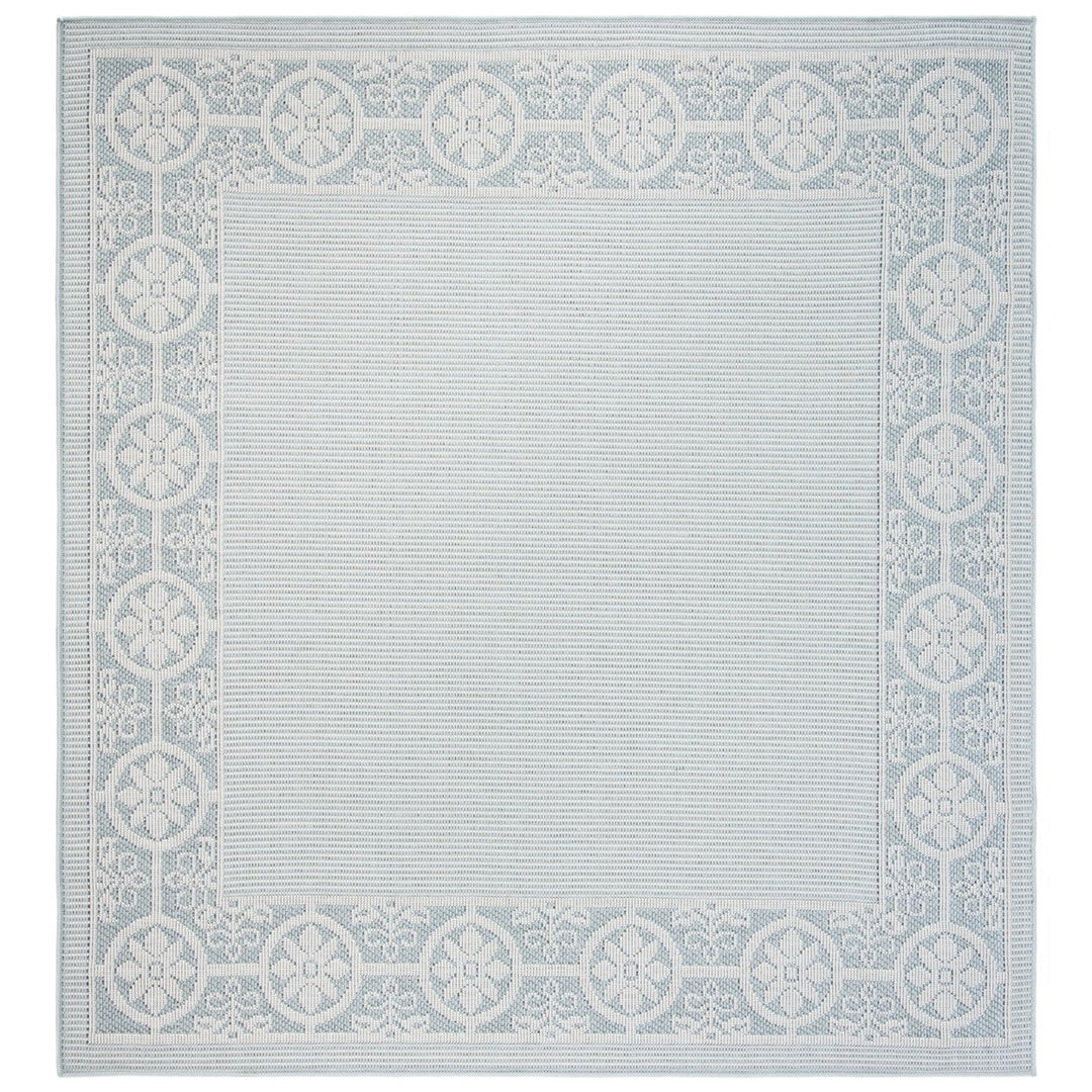 SAFAVIEH Indoor Outdoor BMU815M Bermuda Light Blue / Ivory Rug Image 6