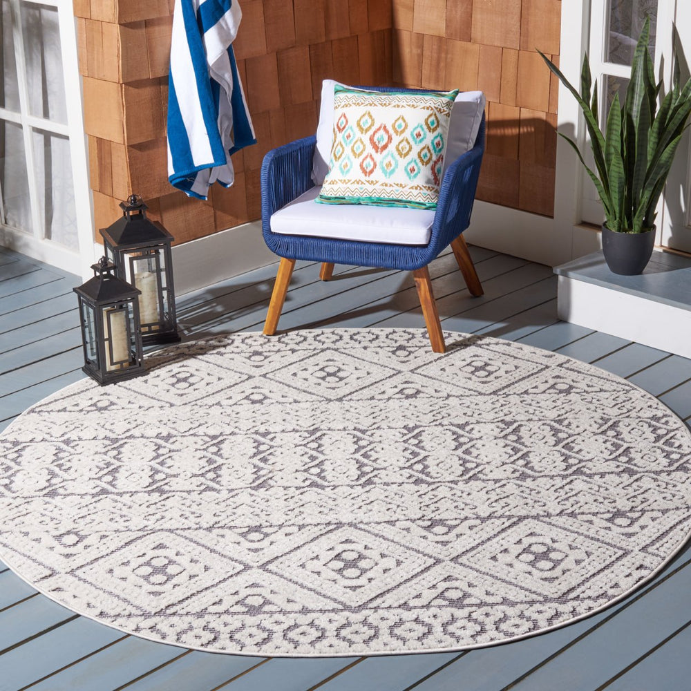 SAFAVIEH Outdoor CBN654A Cabana Collection Ivory / Grey Rug Image 2