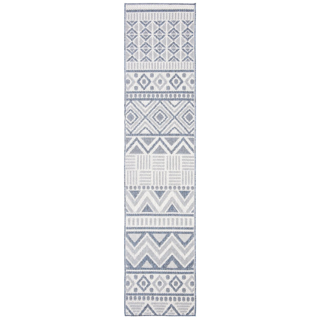 SAFAVIEH Outdoor BMU818A Bermuda Collection Cream / Navy Rug Image 1