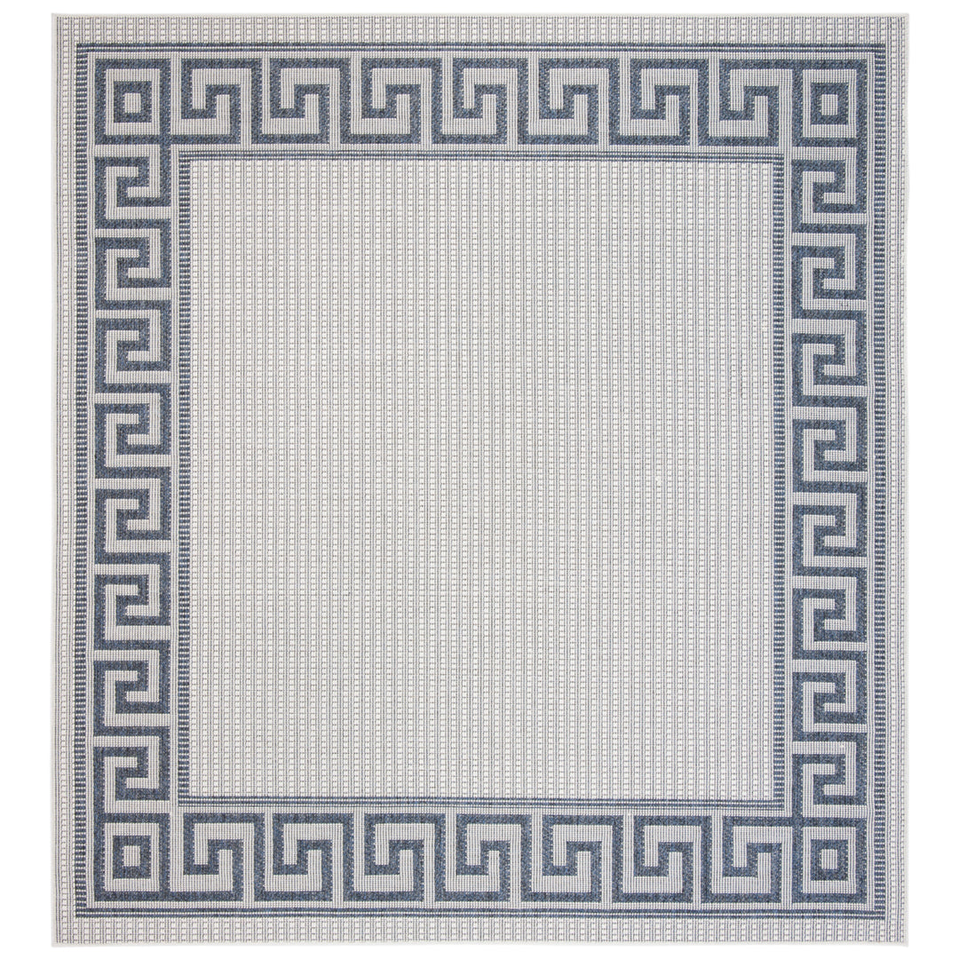 SAFAVIEH Outdoor BMU820A Bermuda Collection Ivory / Blue Rug Image 7