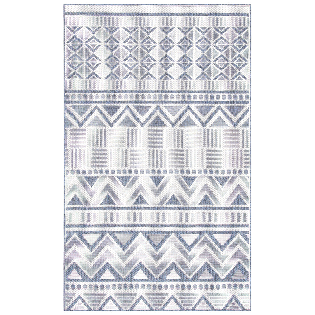 SAFAVIEH Outdoor BMU818A Bermuda Collection Cream / Navy Rug Image 1