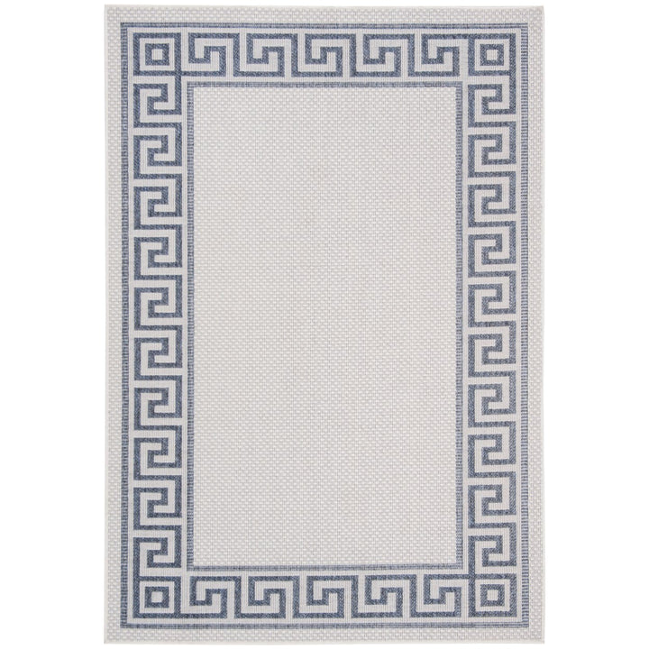 SAFAVIEH Outdoor BMU820A Bermuda Collection Ivory / Blue Rug Image 1