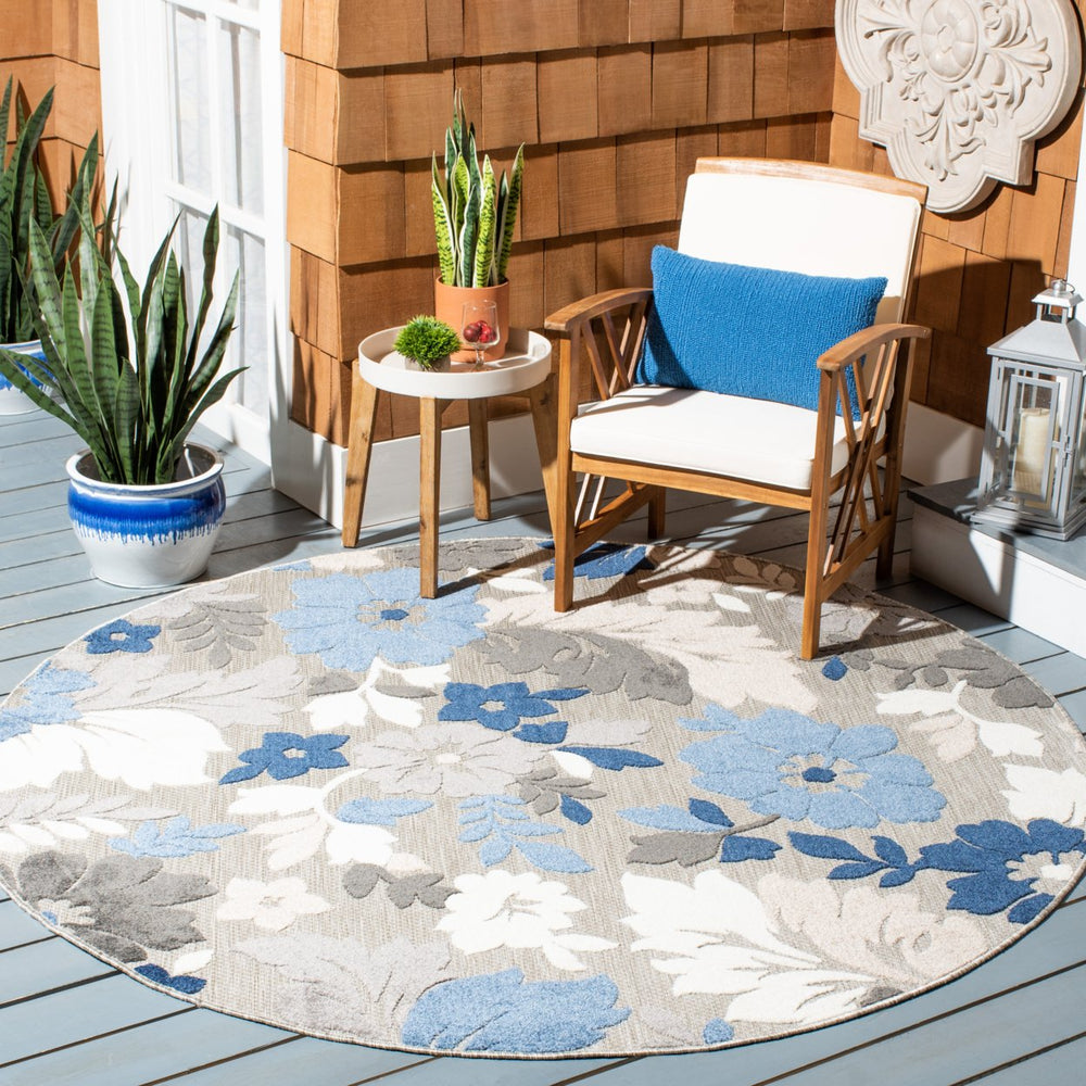 SAFAVIEH Outdoor CBN308F Cabana Collection Grey / Blue Rug Image 2