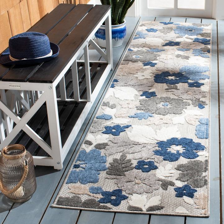 SAFAVIEH Outdoor CBN308F Cabana Collection Grey / Blue Rug Image 3