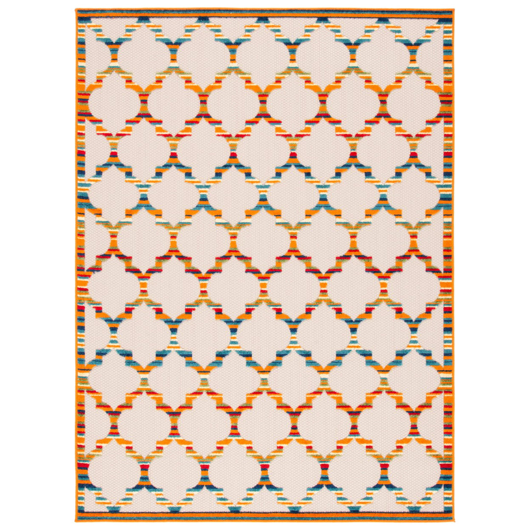 SAFAVIEH Outdoor CBN333A Cabana Collection Ivory / Orange Rug Image 1