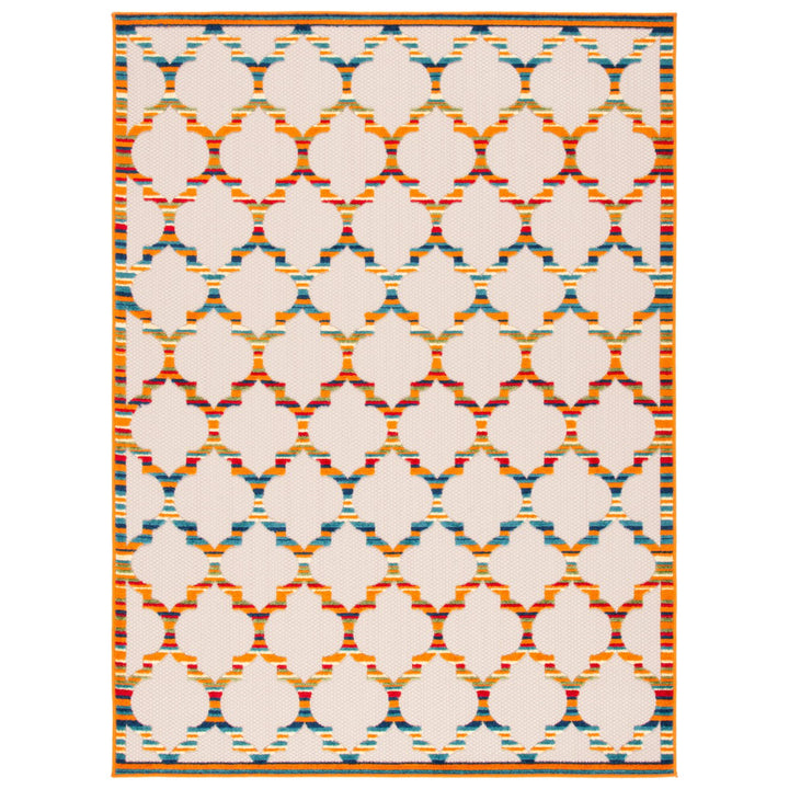 SAFAVIEH Outdoor CBN333A Cabana Collection Ivory / Orange Rug Image 1