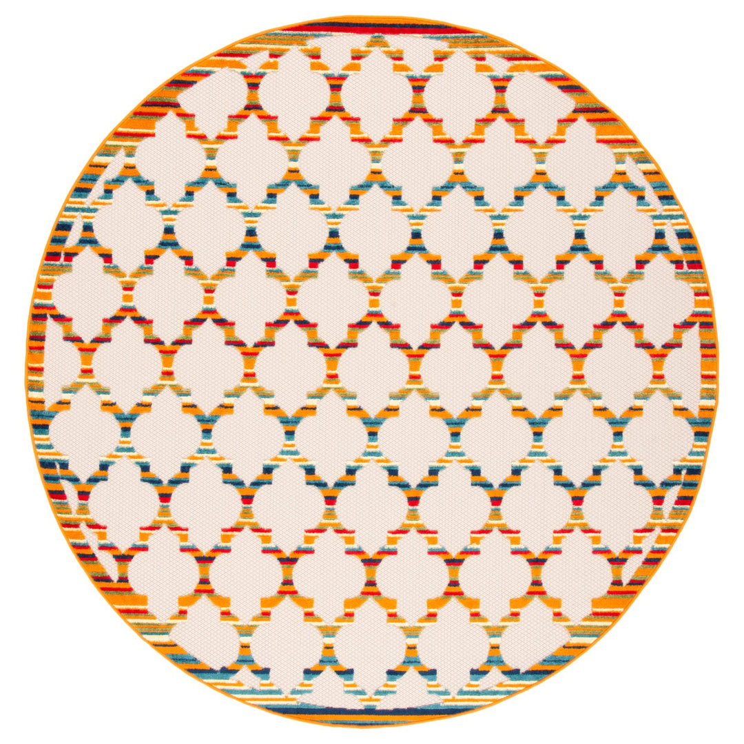 SAFAVIEH Outdoor CBN333A Cabana Collection Ivory / Orange Rug Image 1