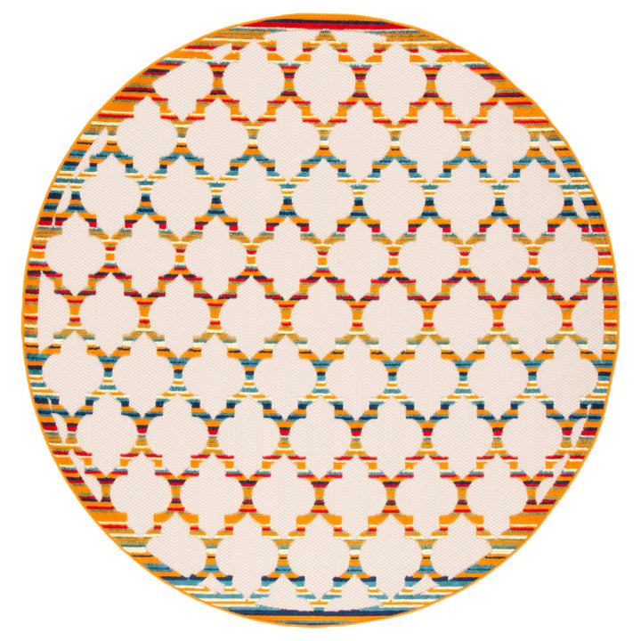 SAFAVIEH Outdoor CBN333A Cabana Collection Ivory / Orange Rug Image 1