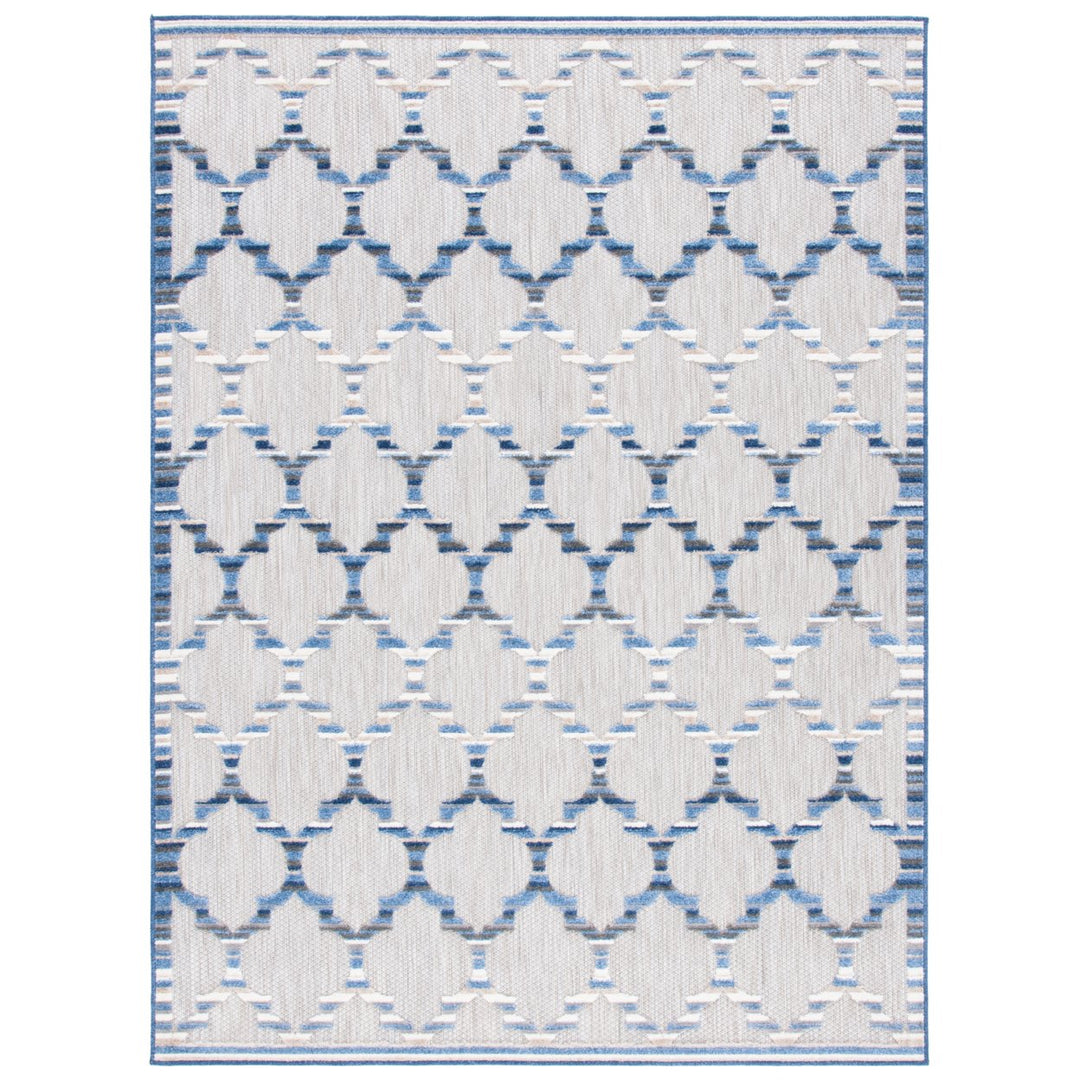 SAFAVIEH Outdoor CBN333G Cabana Collection Grey / Blue Rug Image 1