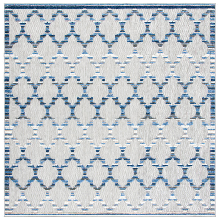 SAFAVIEH Outdoor CBN333G Cabana Collection Grey / Blue Rug Image 1