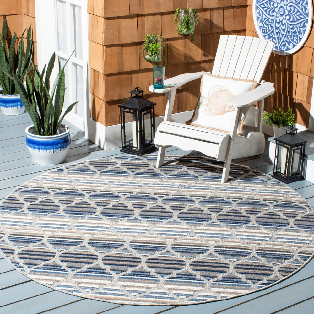 SAFAVIEH Outdoor CBN333M Cabana Collection Blue / Grey Rug Image 2