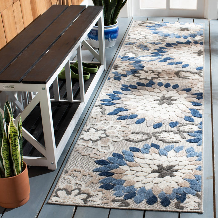 SAFAVIEH Outdoor CBN391F Cabana Collection Grey / Blue Rug Image 3
