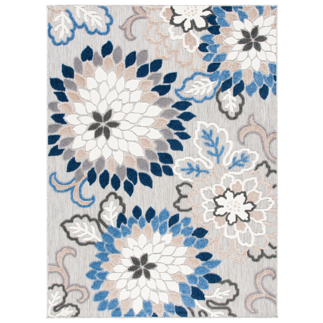 SAFAVIEH Outdoor CBN391F Cabana Collection Grey / Blue Rug Image 4