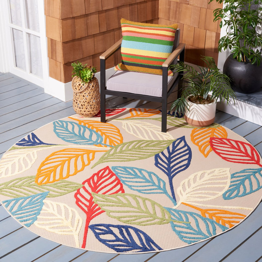SAFAVIEH Outdoor CBN399A Cabana Collection Ivory / Green Rug Image 2