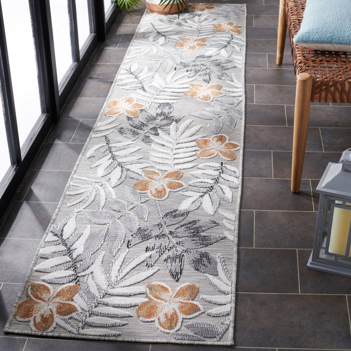 SAFAVIEH Outdoor CBN405A Cabana Collection Grey / Ivory Rug Image 2