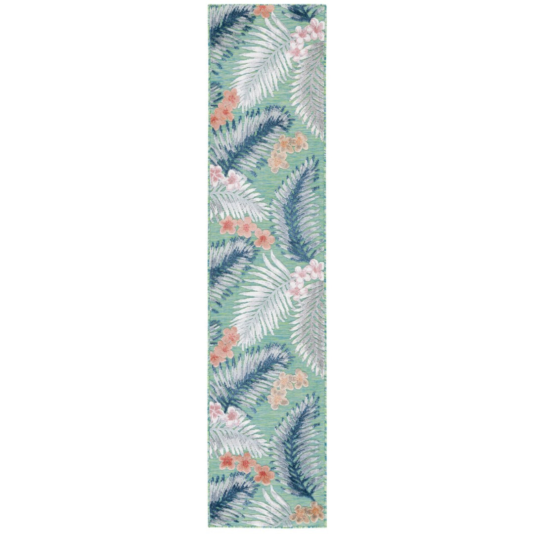 SAFAVIEH Outdoor CBN451Y Cabana Collection Green / Navy Rug Image 1