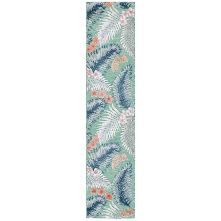 SAFAVIEH Outdoor CBN451Y Cabana Collection Green / Navy Rug Image 1